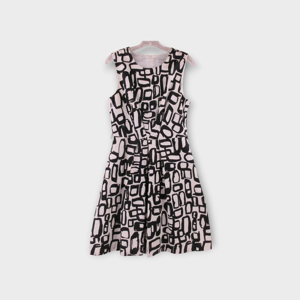 Trina Turk Abstract Print Fit-And-Flare Dress Size 8 silk-blend lined tailored